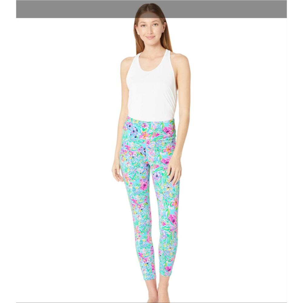 Lilly Pulitzer Luxletic Weekender Leggings in Amalfi Blue Alligator Isle XS NWOT - Picture 6 of 9